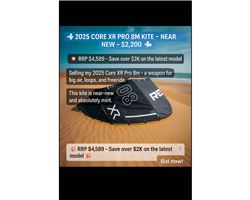 Core 8M Xr Pro, 13.5M Xr8, Fusion 6 Board 8 metre kitesurfing kite