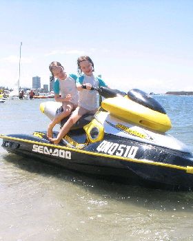 The twins wishing to have a go on the Jet Ski
