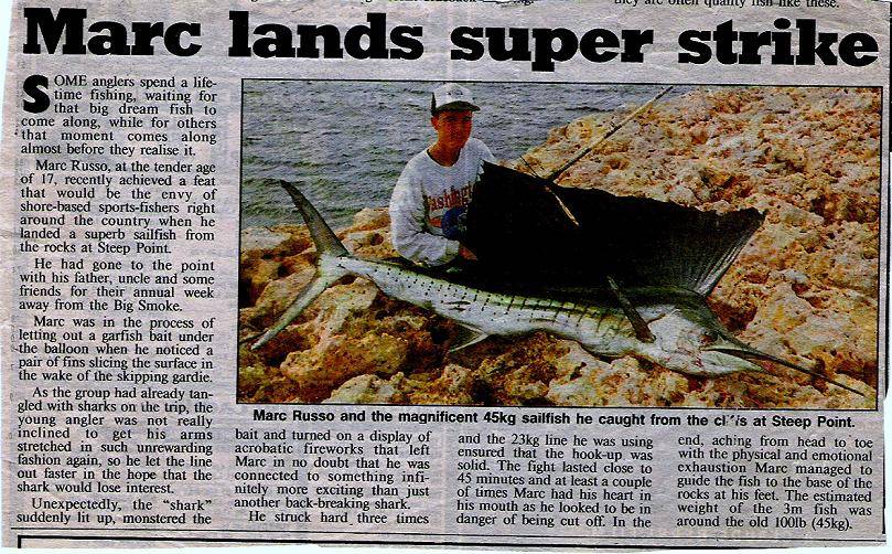 Sailfish i caught from the cliffs of steep point over 10 years ago