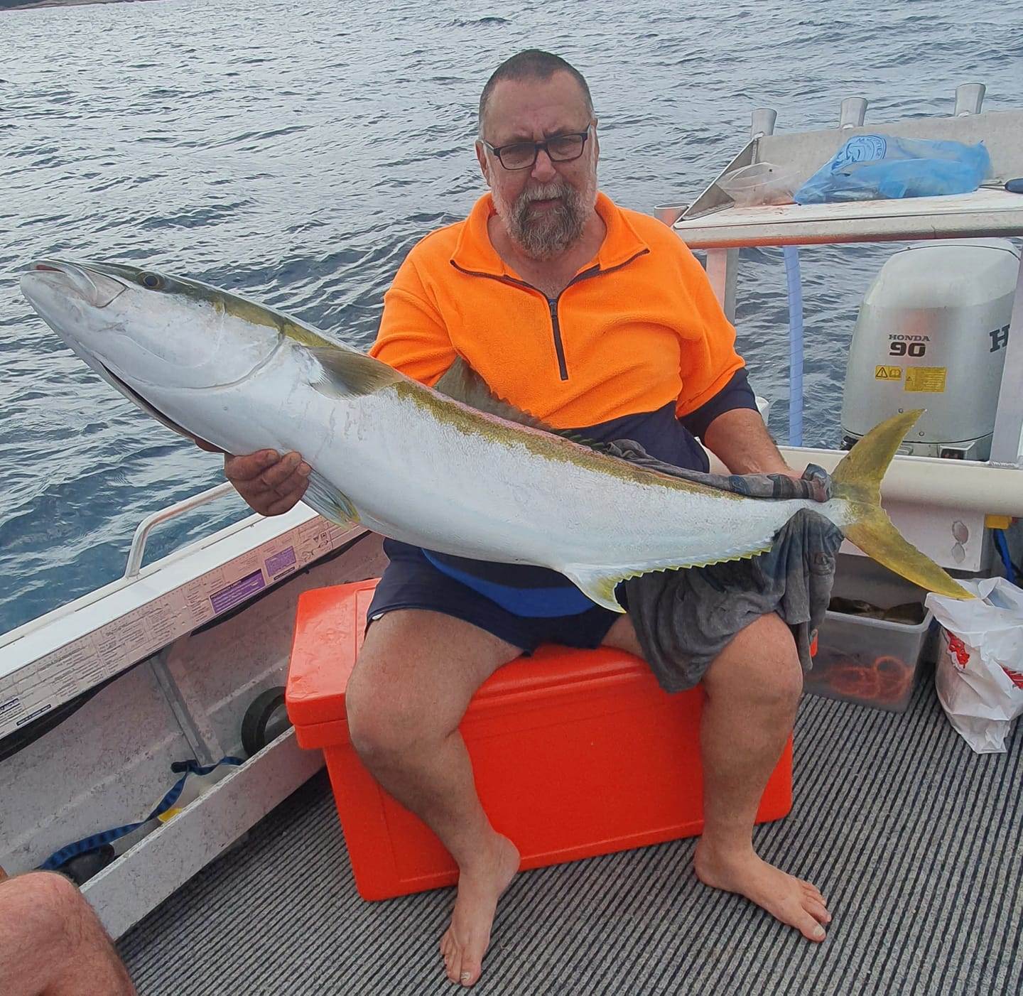 25kg yellowtail kingfish in 12 metres of water