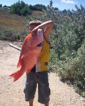 my cuz jack with 11kg red emperor  