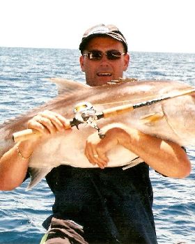 29kg Sambo on 15lb fins on squidgy flick bait