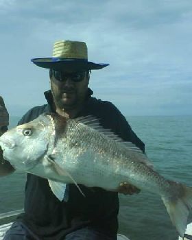 my brother and i with 2 moretonbay snapper