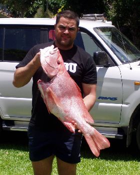 my son and me with some nice big mouth reds