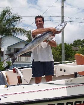 15kg Barracuda 1.5 hrs to get in. Geez it ran fast!! Pilchard 25lb mono.