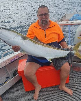 25kg yellowtail kingfish in 12 metres of water