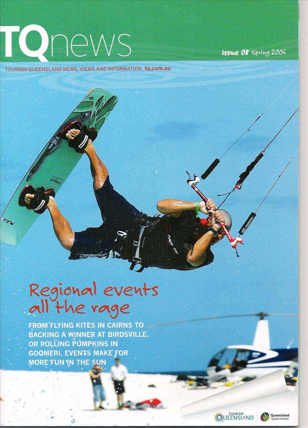 Paul jackson on cover QLD toursim Mag. Photo taken carins kite week 2005. Angie
