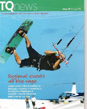 Paul jackson on cover QLD toursim Mag. Photo taken carins kite week 2005. Angie