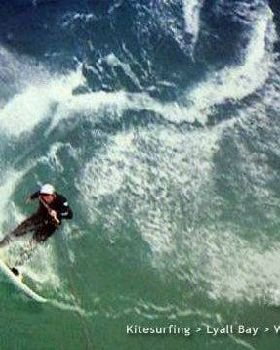 Kitesurfing at Lyall Bay in New Zealand