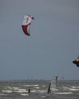 me and my bro kiting windsurfing