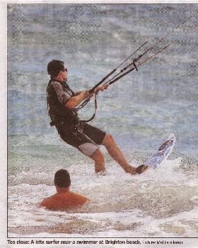 Photo From Kitesurfing Article West Australian Newspaper Sat 16/02/2007