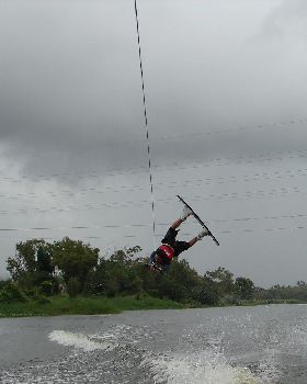 behind boat