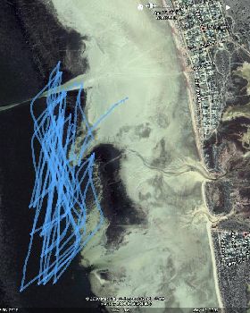 Speed Kiting GPS Tracks 25/4/09.  45.58knts max speed