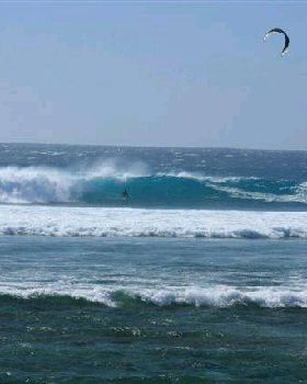 Kitesurfing the waves...