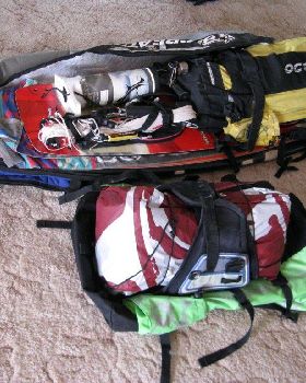 checked & cabin luggage packaged for flight