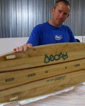 Redwood stringers with paua shell inlays