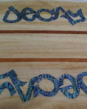 Redwood stringers with paua shell inlays