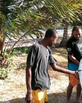 local boys checking out the there new kite