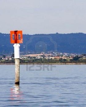 9197676-a-red-port-hand-marker-pole