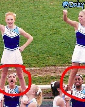 weird face cheerleaders