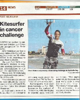 Kitesufer in cancer challenge
