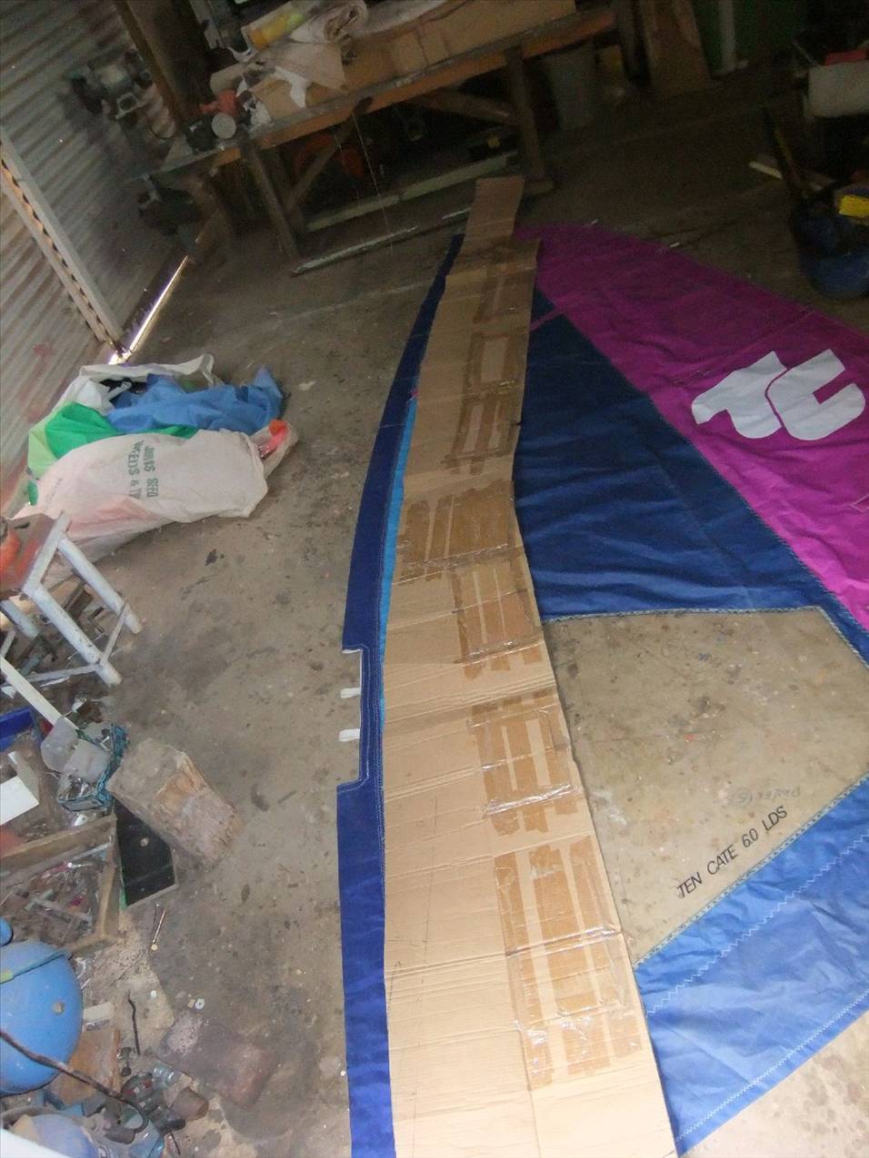recutting windsurfer sails for a landyacht