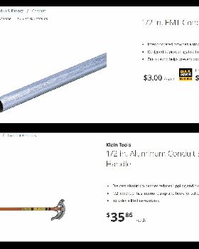 Home Depot Half Inch Conduit and Bender