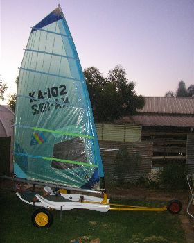 sail added to 3 seater. now named  LOVE ,PEACEand INSANITY. bloke sailing is 62\" for scale