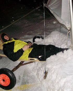 High speed crash into snow bank
