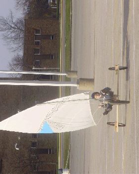Daughter sailing with 45sq. ft. Snark sail