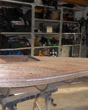 top of class3 hull. sanding and fairing