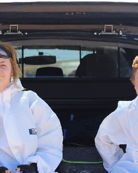 the kids kitted up for their first sail