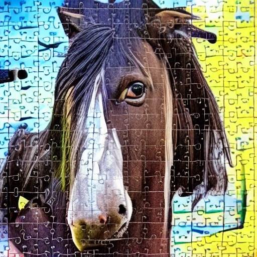 4239032036-jigsaw puzzle, featuring a photo of a obnoxious looking, but otherwise kind-hearted shire