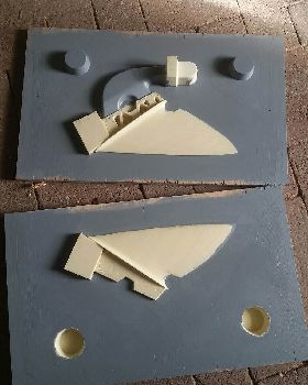 Fin pattern in sand box/ Core box set up.