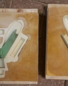 Fin pattern in sand box/ Core box set up.