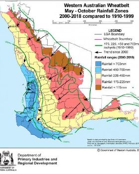 Western Australia rainfall zones May-October 1910-1999 cf 2000-2018