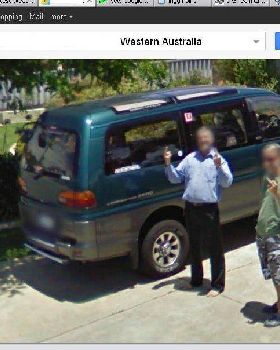 Elmo and Pepe on Google Street View