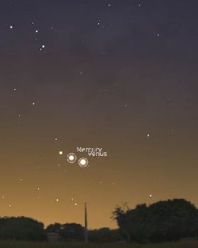 Mercury and Venus with the bright star Antares