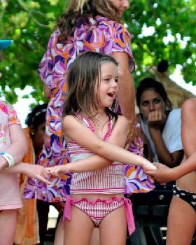 Kids enjoying the Conga line