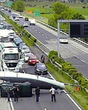 yacht on freeway