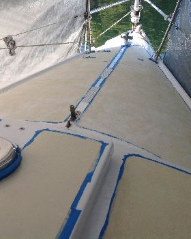 Fore deck taped up