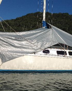 Boat tarped up