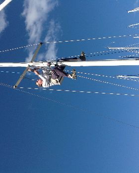 Phil; the Rigger, up the mast