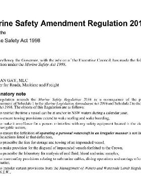 Marine safety Regulation 2016