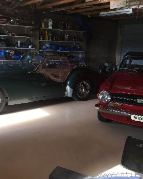 TR2 and TR6 in garage