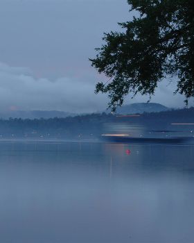 Hobart fog with ghosting ship