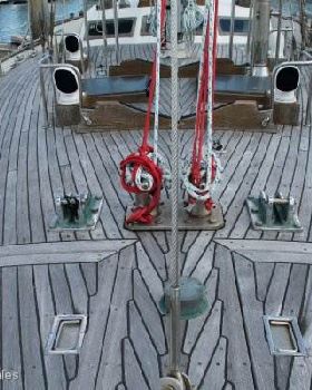 Screws holding the teak