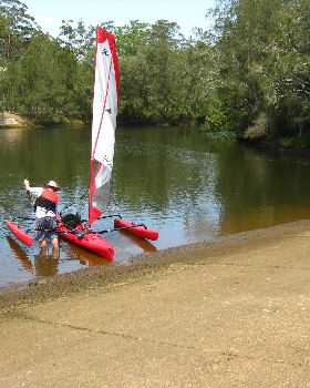 Hobie on Lane Cove River - not me!