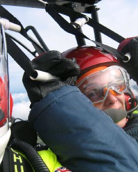 A daughters first flight in dads Aerochute
