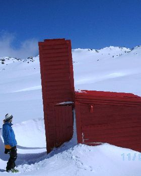 SNOW BREACHING DOOR AT KOOTAPATAMBA HUT